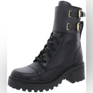 DKNY Bart Leather Combat Lug Ankle Boote